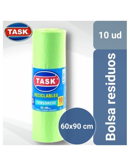 Comprar Task Bolsa residuo Rollo 60x90 cm 10 un Verde Mayorista al Mejor Precio!