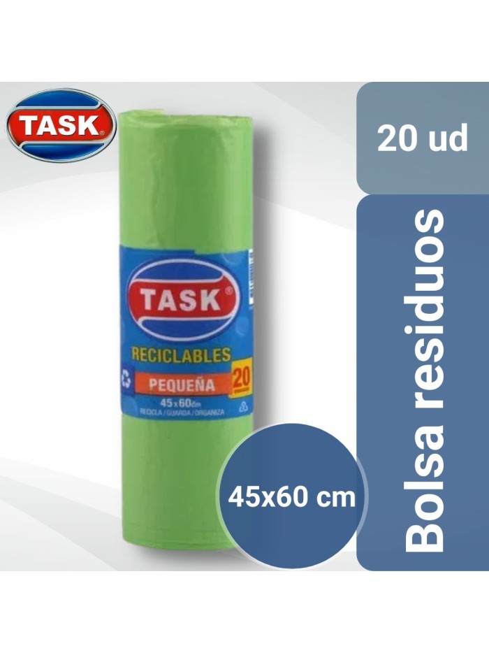 Comprar Task Bolsa Residuo Verde Rollo 45x60 20 unidades Mayorista al Mejor Precio!