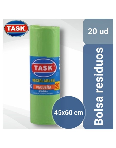 Comprar Task Bolsa Residuo Verde Rollo 45x60 20 unidades Mayorista al Mejor Precio!