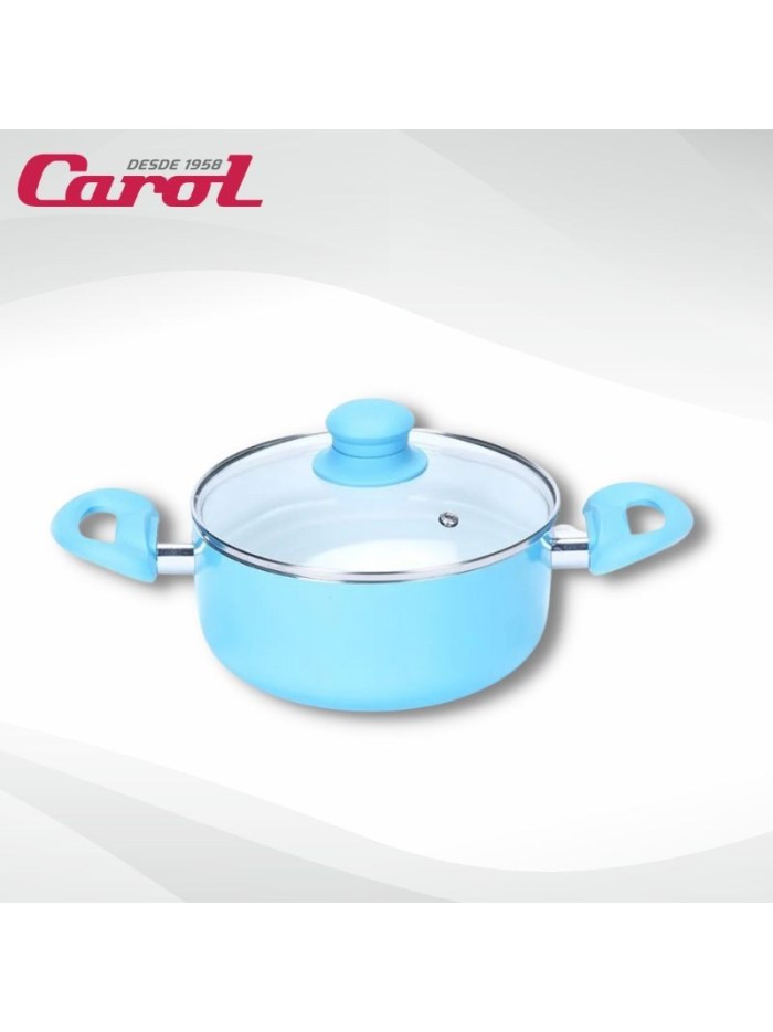 Comprar Cacerola Ceramica Antiadherente Tapa Vidrio 20 cm Carol Color Pastel Mayorista al Mejor Precio!