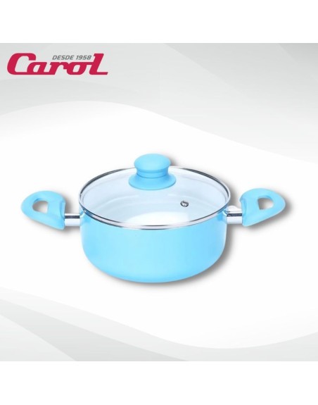 Comprar Cacerola Ceramica Antiadherente Tapa Vidrio 20 cm Carol Color Pastel Mayorista al Mejor Precio!