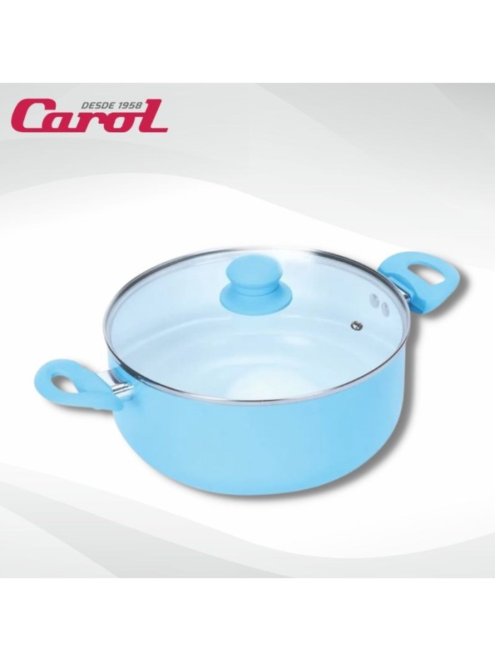 Comprar Cacerola Ceramica Antiadherente Tapa Vidrio 22 cm Carol Color Pastel Mayorista al Mejor Precio!