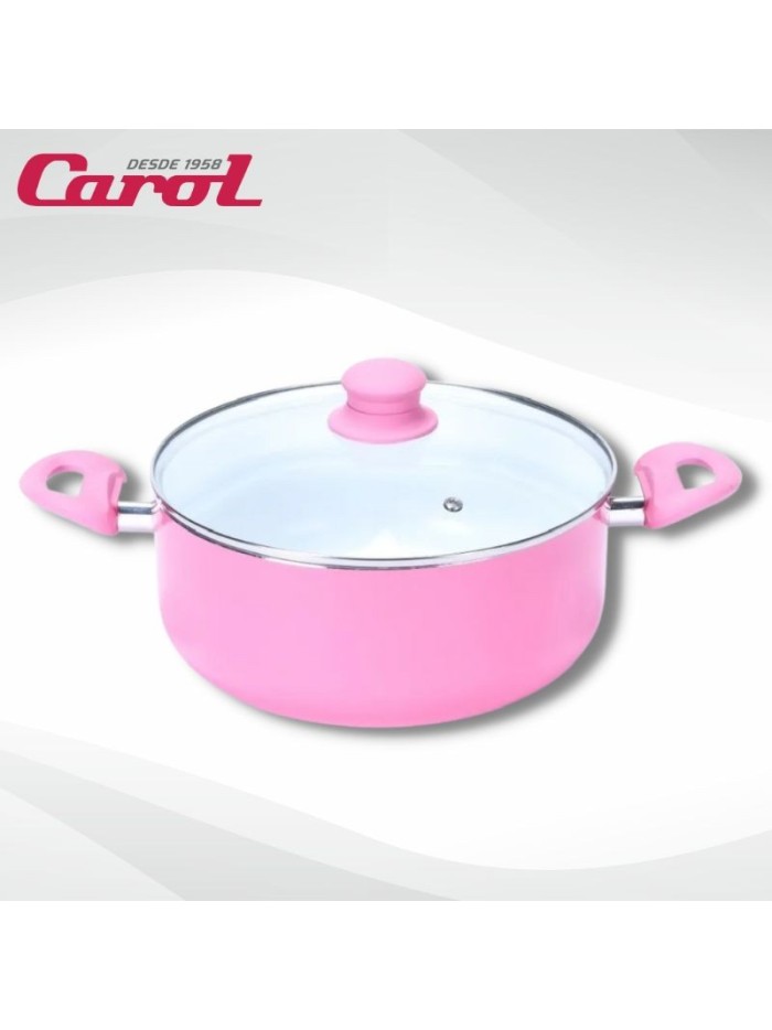 Comprar Cacerola Ceramica Antiadherente Tapa Vidrio 26 cm Carol Color Pastel Mayorista al Mejor Precio!