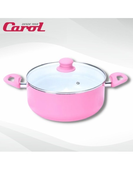 Comprar Cacerola Ceramica Antiadherente Tapa Vidrio 26 cm Carol Color Pastel Mayorista al Mejor Precio!