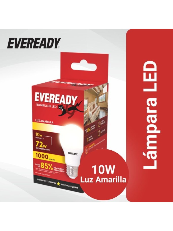 Lampara LED Eveready 10W 72W Luz Amarilla