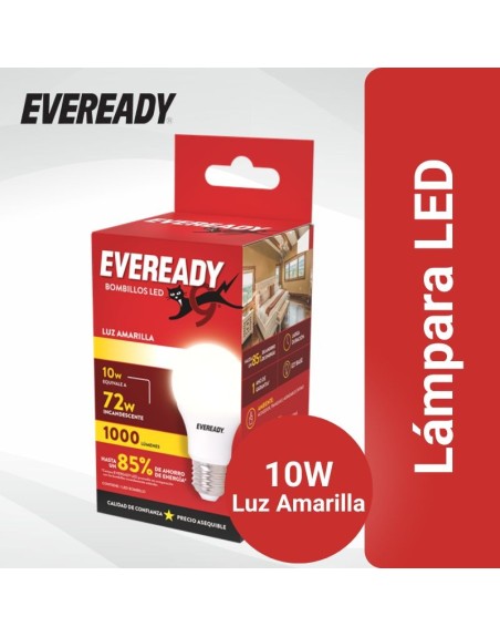 Lampara LED Eveready 10W 72W Luz Amarilla