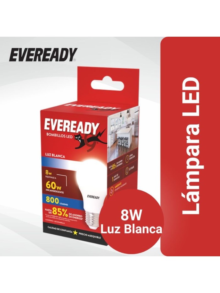 Lampara LED Eveready 8W 60W Luz Blanca