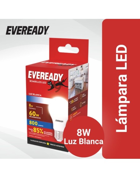 Lampara LED Eveready 8W 60W Luz Blanca