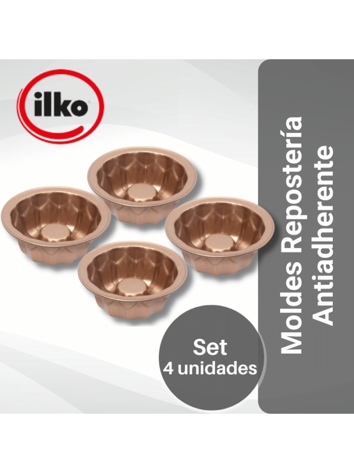 Comprar Ilko Set 4 Mini Jazmines 11x4 cm Antiadherente Cobre Mayorista al Mejor Precio!