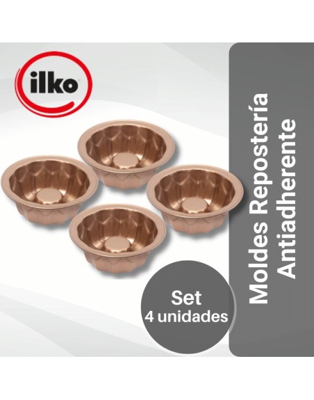 Comprar Ilko Set 4 Mini Jazmines 11x4 cm Antiadherente Cobre Mayorista al Mejor Precio!