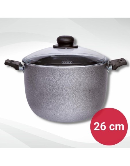 Comprar Olla Antiadherente Teflon 26 cm Gris Con Tapa Vidrio Walplo Mayorista al Mejor Precio!