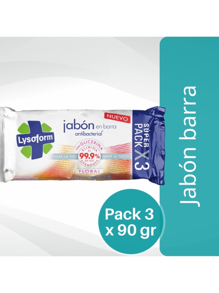 Comprar Lysoform Jabón Barra Floral x 3 x 90 gr Mayorista al Mejor Precio!