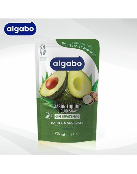 Algabo Jabon Liquido Karite - Aguacate repuesto 220 ml