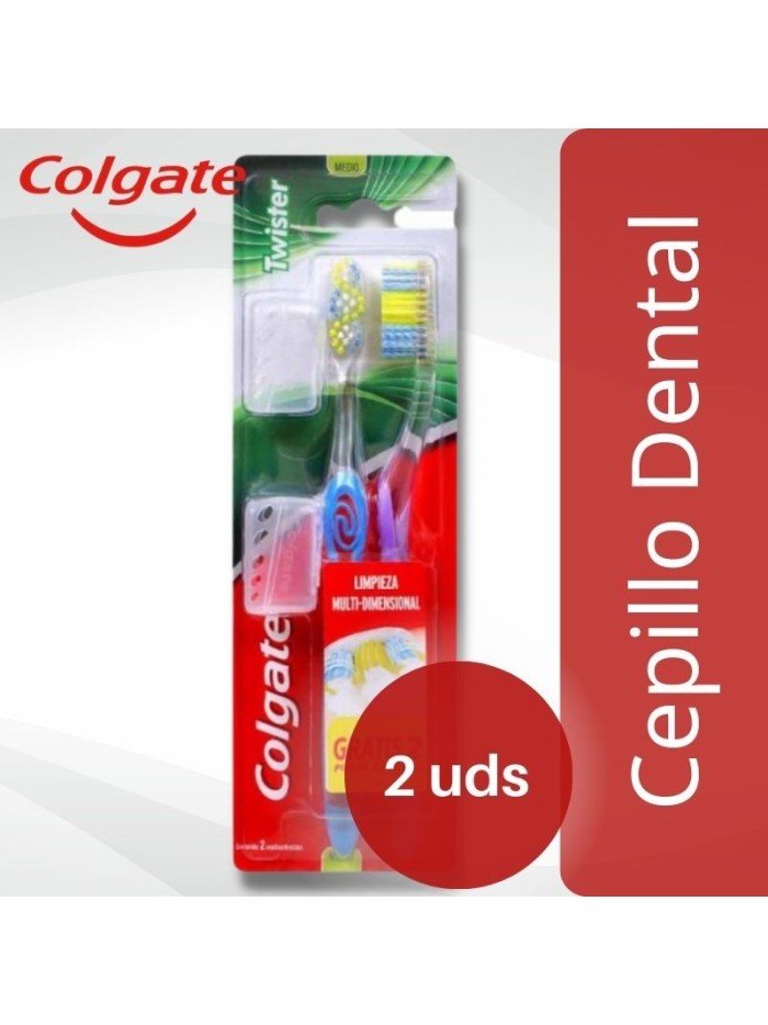 Cepillo Dental Colgate Twister x2 Medio con Porta Cabeza