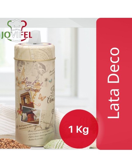 Comprar Jovifel Lata Circular Alta Deco Paris Con Pico 1 Kg Mayorista al Mejor Precio!