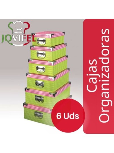 Comprar Jovifel Juego de 6 Cajas Organizadoras Rosa y Verde Con Esquinero y Punteras Metalicas Mayorista al Mejor Precio!