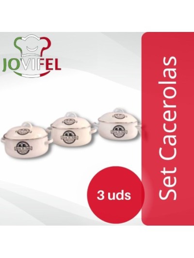 Comprar Jovifel Set x 3 Cacerolas N° 20-22-24 Enlozadas Mayorista al Mejor Precio!