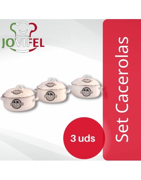 Comprar Jovifel Set x 3 Cacerolas N° 20-22-24 Enlozadas Mayorista al Mejor Precio!