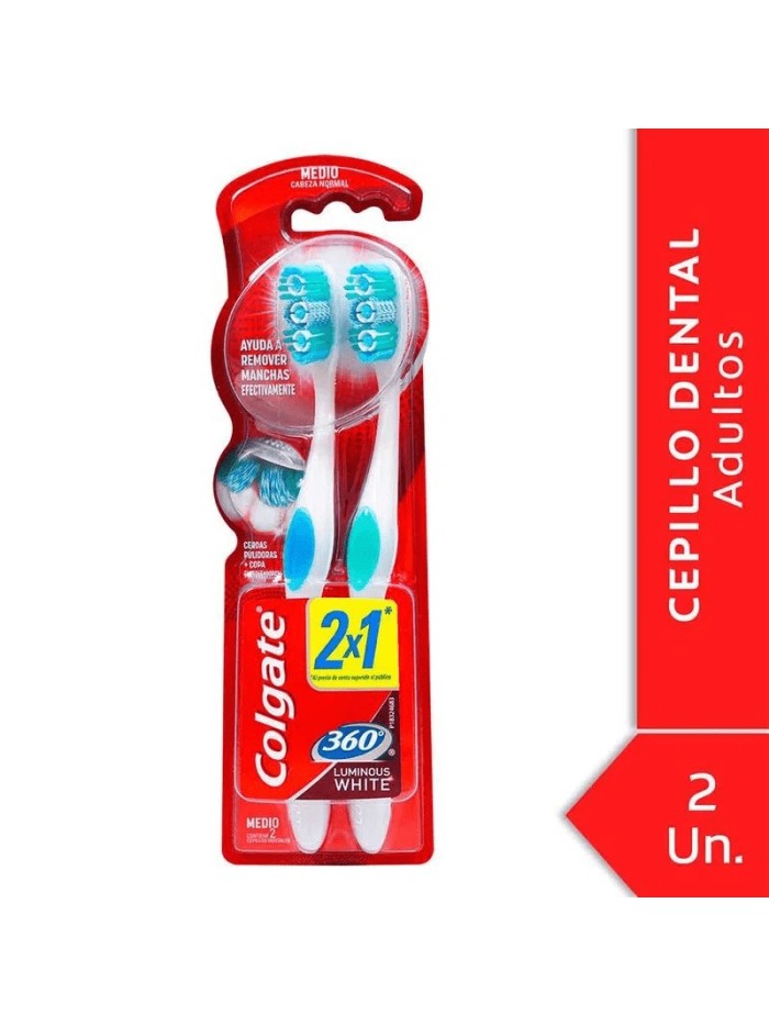 Comprar Cepillo Dental Colgate 360 Luminous COMP. Medio.2x1 Mayorista al Mejor Precio!