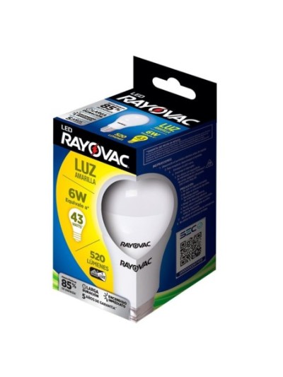 Comprar Lampara LED Rayovac 6W/43W Amarilla 520A Mayorista al Mejor Precio!