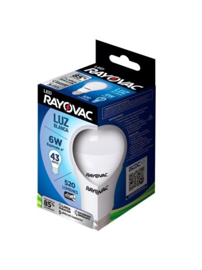 Comprar Lampara LED Rayovac 6W/43W Blanca 520B Mayorista al Mejor Precio!