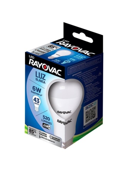 Comprar Lampara LED Rayovac 6W/43W Blanca 520B Mayorista al Mejor Precio!