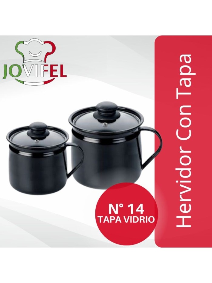 Comprar Jovifel Hervidor Enlozado Con Tapa de Vidrio N° 14 Mayorista al Mejor Precio!