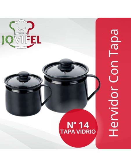 Comprar Jovifel Hervidor Enlozado Con Tapa de Vidrio N° 14 Mayorista al Mejor Precio!