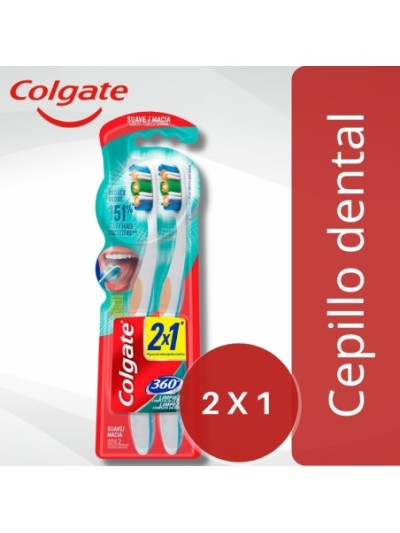 Comprar Cepillo Dental Colgate 360 Limpieza Completa Suave 2X1 Mayorista al Mejor Precio!