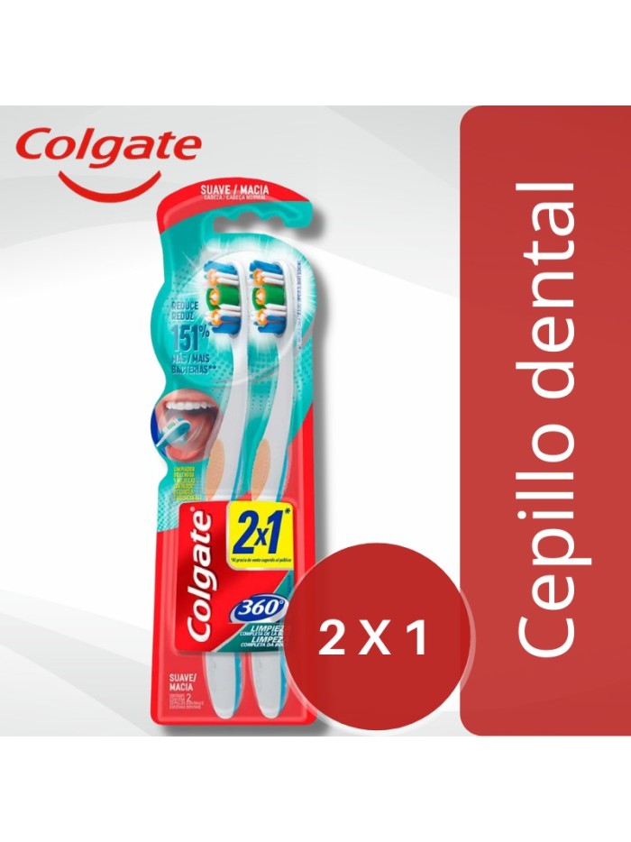 Comprar Cepillo Dental Colgate 360 Limpieza Completa Suave 2X1 Mayorista al Mejor Precio!