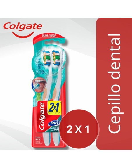 Comprar Cepillo Dental Colgate 360 Limpieza Completa Suave 2X1 Mayorista al Mejor Precio!