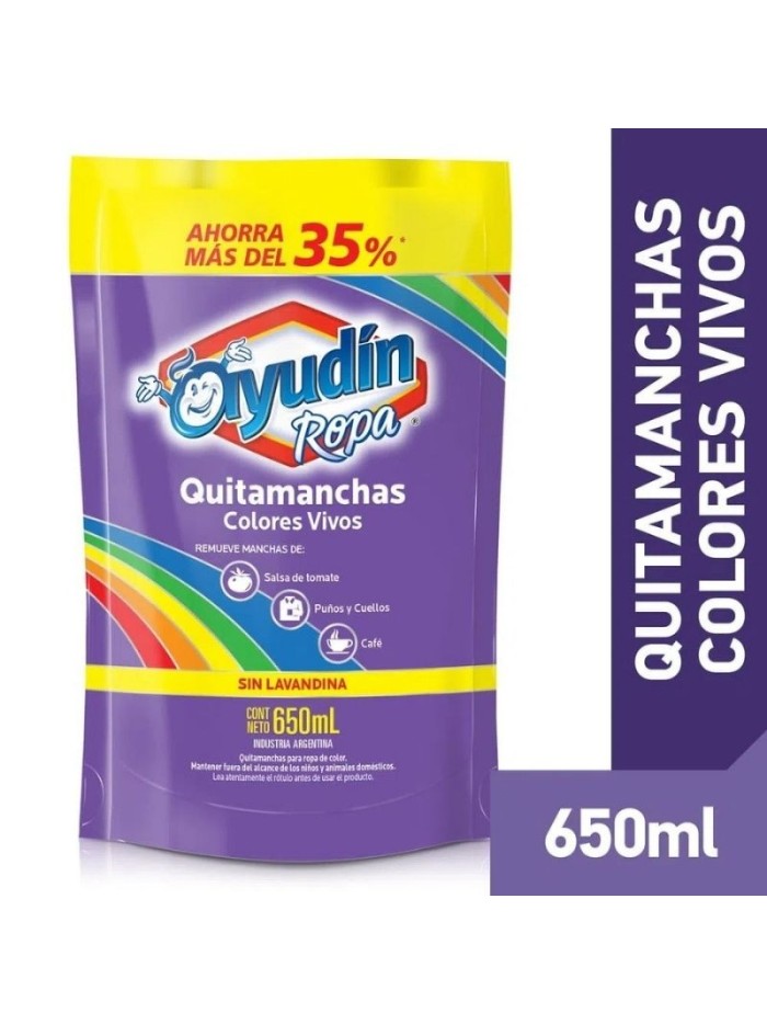 Comprar Ayudin Colores Vivos Sin Lavandina 650 ml Doypack Mayorista al Mejor Precio!