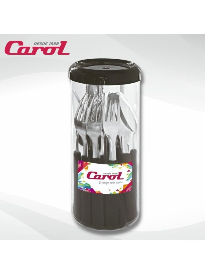 Comprar Juego de Cubiertos Color x 24 ud Frasco Surtido Carol Mayorista al Mejor Precio!