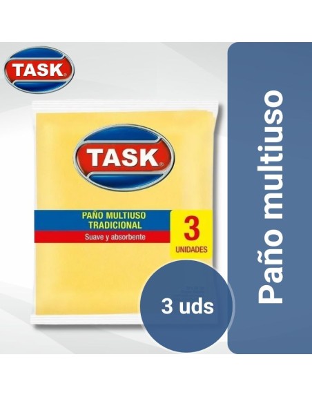 Comprar TASK Paño Multiuso Amarillo 36x38cm 3 uds Mayorista al Mejor Precio!