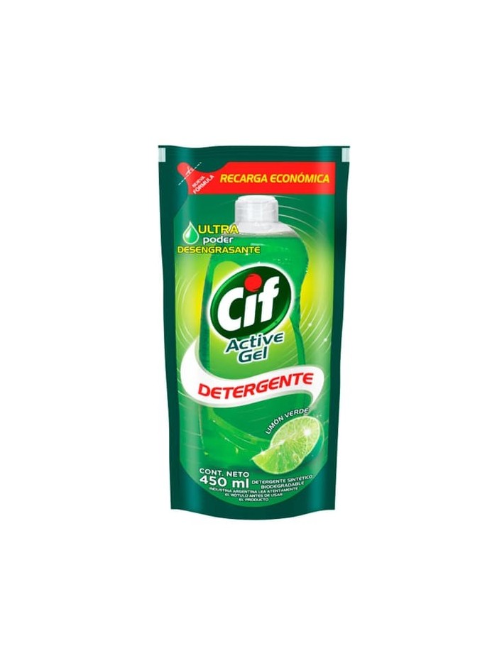 Comprar CIF Lavavajillas Active Gel Limon Verde 450 Doypack Mayorista al Mejor Precio!