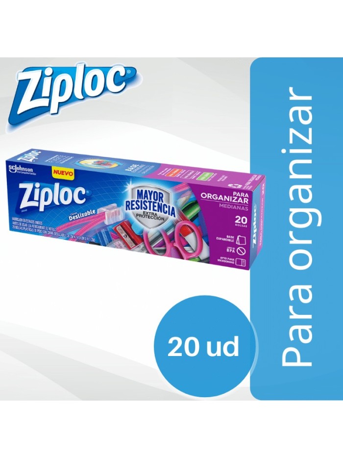 Comprar Ziploc Bolsa Mediana Para Organizar x 20 ud Con cierre Mayorista al Mejor Precio!