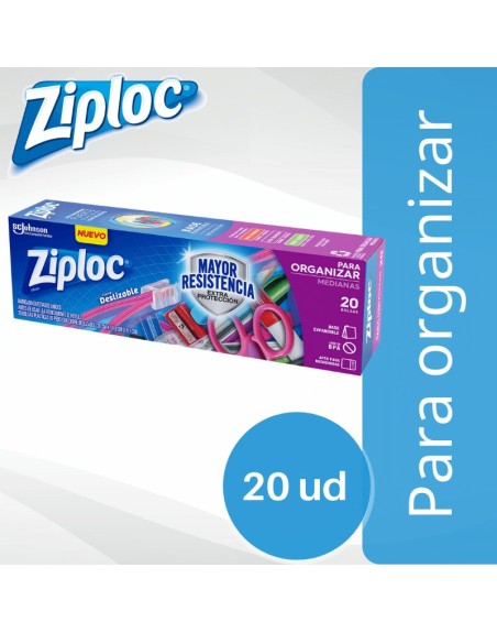 Comprar Ziploc Bolsa Mediana Para Organizar x 20 ud Con cierre Mayorista al Mejor Precio!