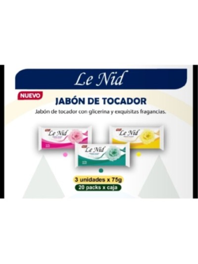 Le Nid Jabon de tocador verde 3x75 gr